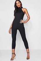 Boohoo High Neck Ribbed Jumpsuit