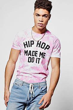Boohoo Pink Tie Dye 'hip-hop' Crew Neck T-shirt