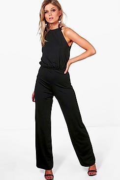 Boohoo Petite Rachel High Neck Sleeveless Jumpsuit