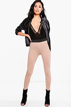 Boohoo Evah Basic Contrast Waist Band Jersey Leggings