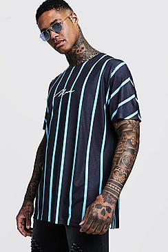 Boohoo Man Signature Oversized Neon Stripe T-shirt