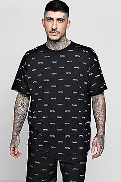 Boohoo Oversized Man All Over Print T-shirt Co-ord
