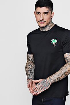 Boohoo Palm Print Badge T-shirt