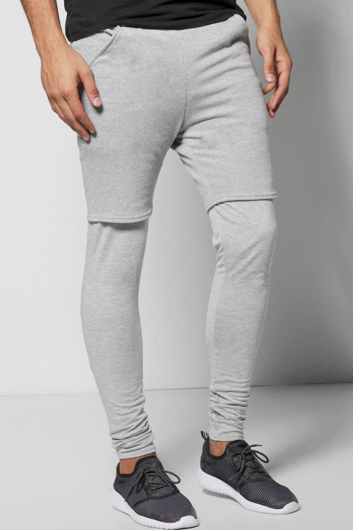 Boohoo Loopback Shorts With Meggings Grey