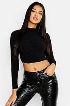 Boohoo Turtle Neck Ruched Front Crop Top