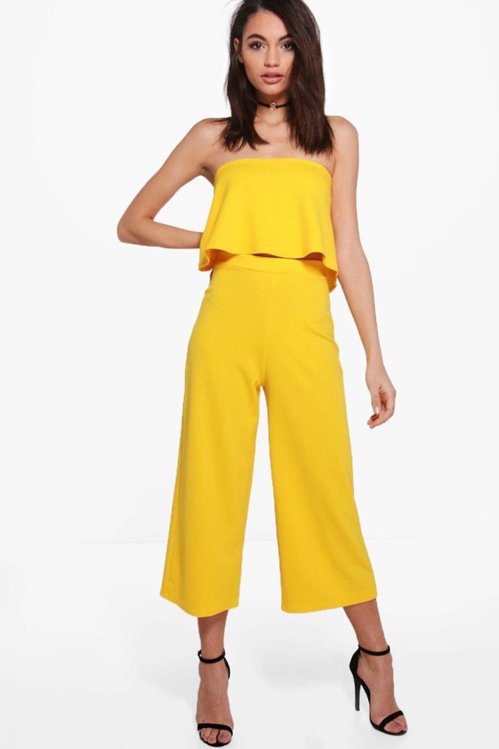 Boohoo Cari Bandeau Top & Culottes Co-ord Set Freesia