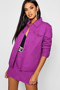 Boohoo Purple Oversized Denim Jacket