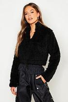 Boohoo Borg Half Zip Cropped Sweat