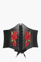Boohoo Lydia Embroidered Corset Belt Black