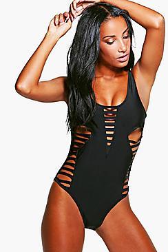 Boohoo Italy Multi Panel Dip Back Swimsuit