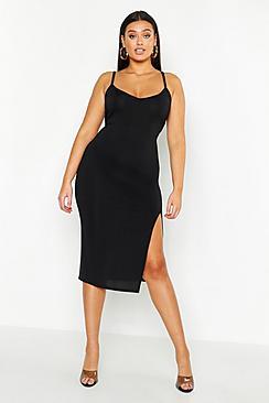 Boohoo Plus Neon Strappy Plunge Midi Dress
