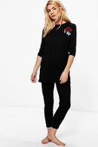 Boohoo Badge Long Sleeve Legging Set