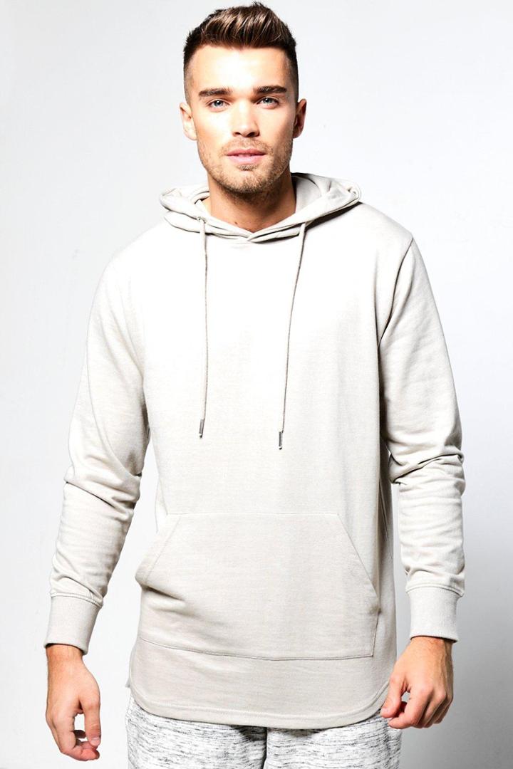 Boohoo Over The Head Step Hem Hoodie Grey