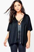 Boohoo Alisha Slouchy Kimono With Zip Black