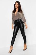 Boohoo Faux Leather Belted Trouser