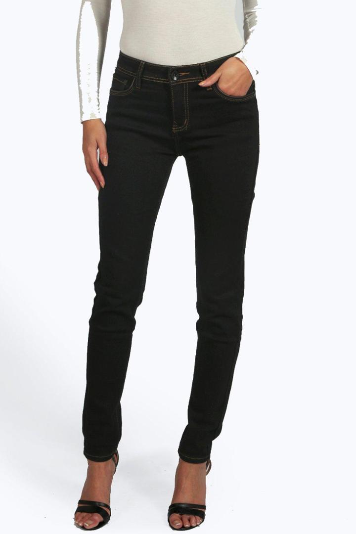 Boohoo Jess Mid Rise Skinny Jeans Black