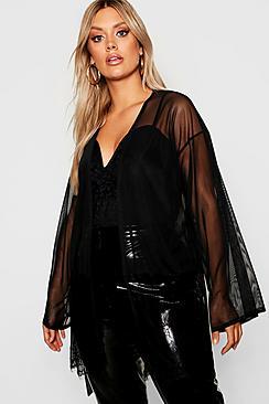 Boohoo Plus Lace Trim Kimono