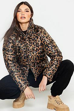 Boohoo Leopard Print Puffer