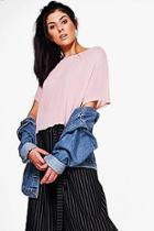 Boohoo Violet Crinkle Boxy Tee