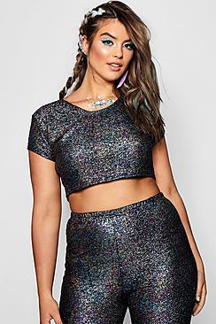 Boohoo Plus Evie Rainbow Cropped Tee
