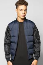 Boohoo Nylon Padded Bomber Jacket Navy