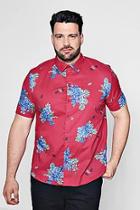 Boohoo Big And Tall Pink Floral Placement Shirt