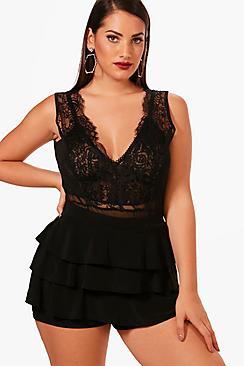 Boohoo Plus Mia Slinky Frill Skort