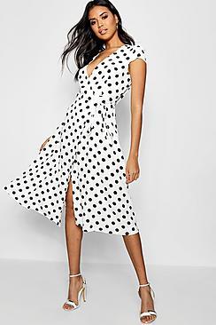 Boohoo Boutqiue Olivia Polka Dot Wrap Dress