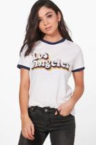 Boohoo Freya Los Angeles Ringer T-shirt White