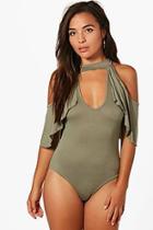 Boohoo Petite Tilly Frill Hem Choker Body