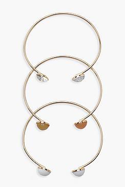 Boohoo Helena Stone Detail Bangle Set Of 3
