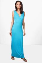 Boohoo Lola Wrap Front And Back Maxi Dress Turquoise