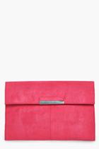 Boohoo Lily Metal Trim Envelope Clutch Bag Pink