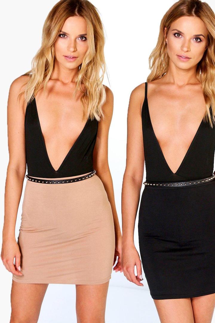 Boohoo Bella 2 Pack Basic Jersey Mini Skirt Multi
