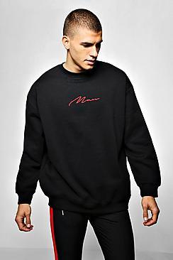 Boohoo Oversized Red Man Signature Sweater