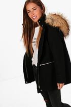 Boohoo Petite Annie Wool Fitted Parka