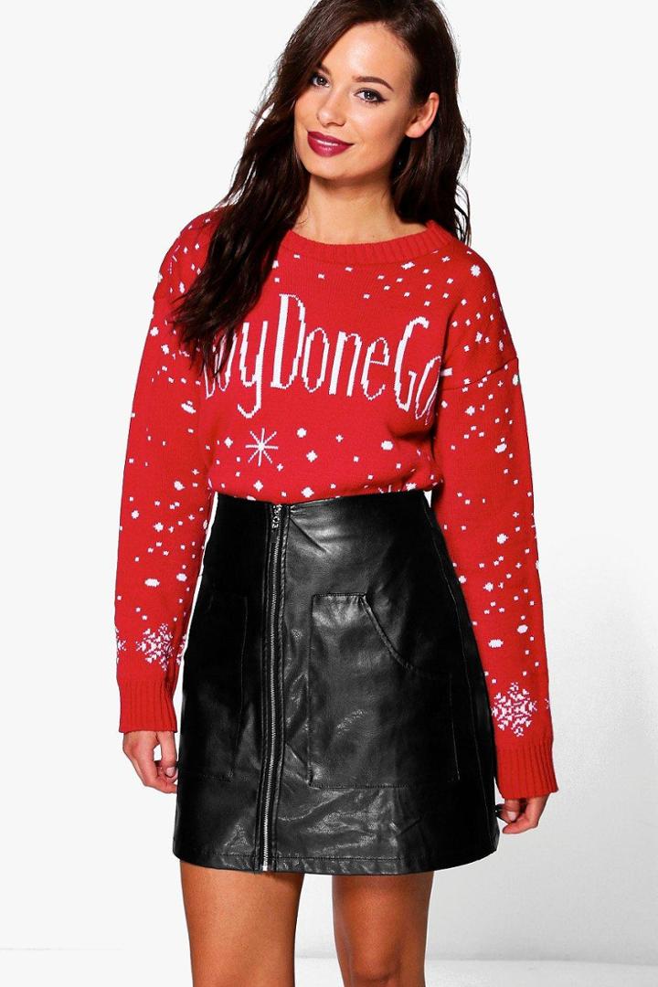Boohoo Charlotte #boydonegood Christmas Jumper Red