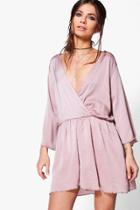 Boohoo Maria Wrap Front Playsuit Rose