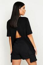 Boohoo Petite Split Open Back T-shirt