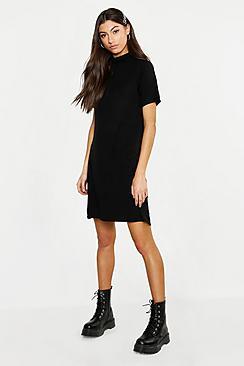 Boohoo Tall Roll Neck T Shirt Dress