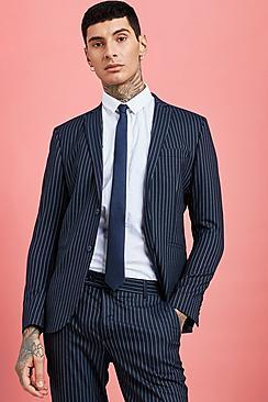 Boohoo Wide Stripe Skinny Fit Suit Jacket