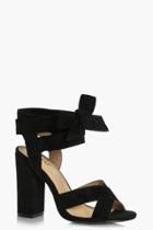 Boohoo Abbie Wide Fit Wrap Strap Heels Black