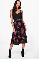 Boohoo Tall Alisha Dark Floral Midi Skirt