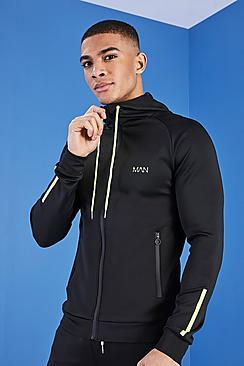 Boohoo Man Active Zip Through Panelled Hoodie