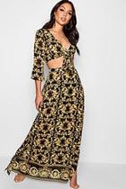 Boohoo Rachel Scarf Print Tie Front Beach Co-ord