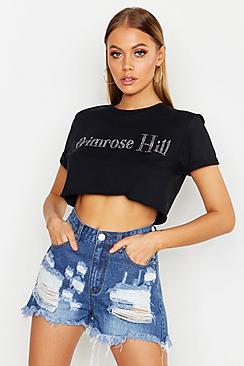 Boohoo Distressed High Waisted Denim Short