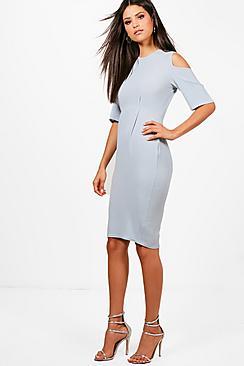 Boohoo Cold Shoulder Midi Dress