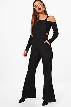 Boohoo Petite Lorraine Wide Leg Cord Dungaree