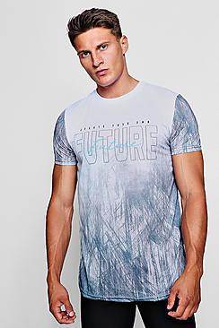 Boohoo Future Slogan Longline Curved Hem T-shirt