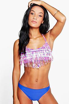 Boohoo Taipei Aztec Fringed Bikini